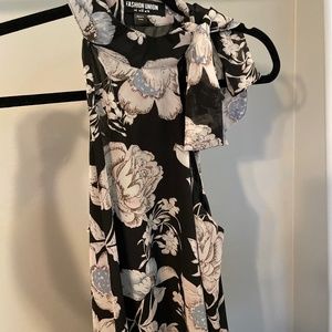 Floral Tie Neck Mini Dress